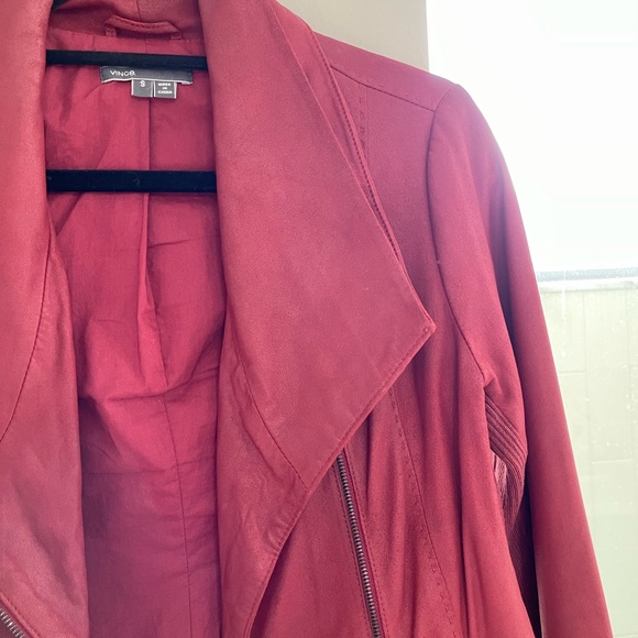 VINCE Red Leather Jacket - Picture 8 of 17